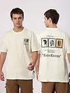 Cream Stamps Printed Oversized T-Shirt